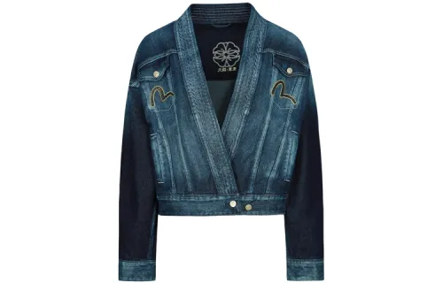 EVISU Denim Jackets Women's Denim Blue Collarless Moderate Other