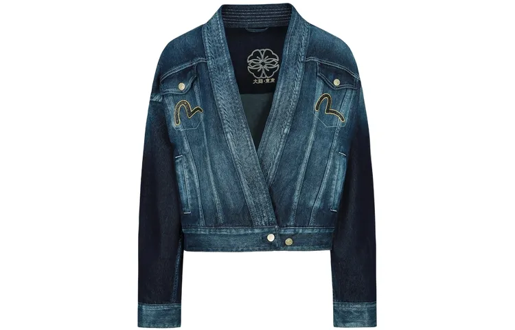 EVISU Denim Jackets Women's Denim Blue Collarless Moderate Other