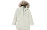 Timberland Thermal Letter Hooded Mid Length Puffer Jacket Women's White Sand