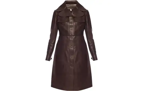 Burberry Leather Jackets Women's Brown Lapel Moderate Other
