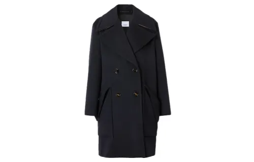 Burberry Velvet Jackets Women's Marine Blue Lapel Moderate