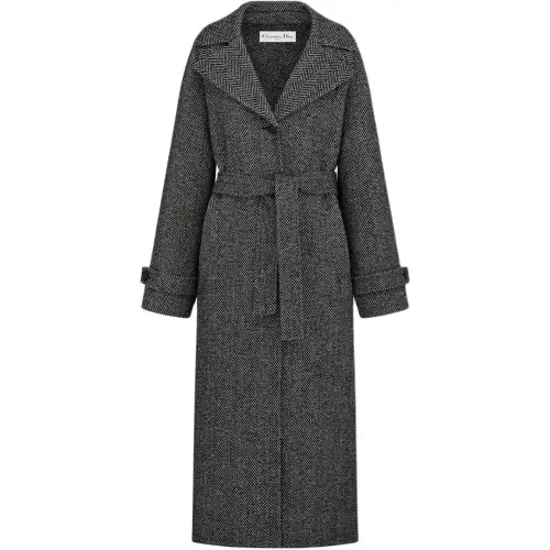 DIOR Coat With Belt Coat Women's Gray