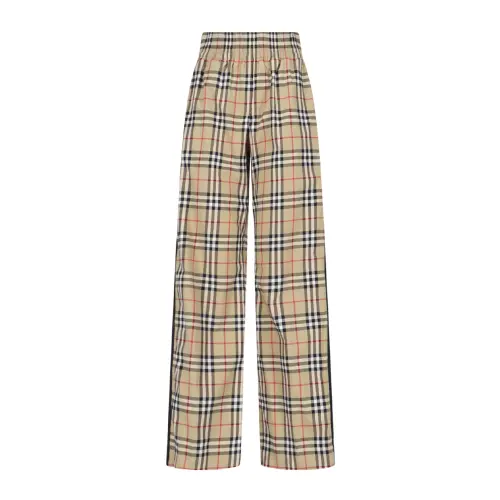 Burberry Women's Vintage Chech Motif Cotton Pants Beige