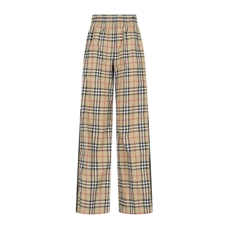 Burberry Women's Vintage Chech Motif Cotton Pants Beige