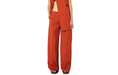 HERMES Casual Pants Women's Red Moderate Straight Fit Pants