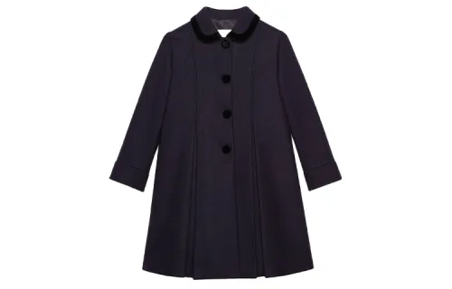 GUCCI Cropped Coats Women's Dark Blue Lapel Moderate