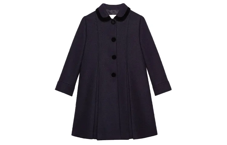 GUCCI Cropped Coats Women's Dark Blue Lapel Moderate