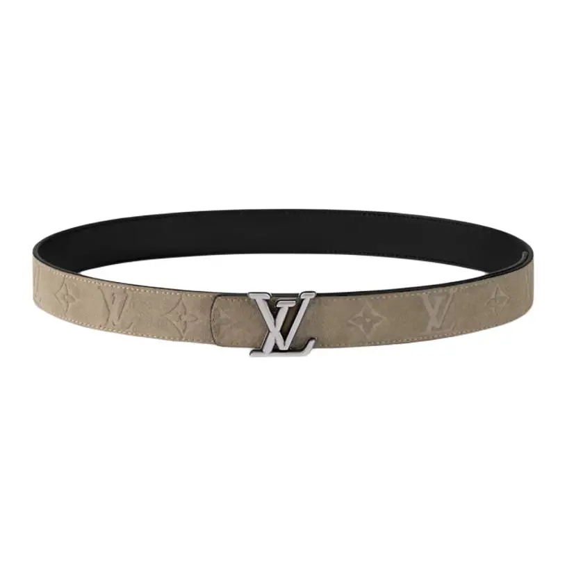 LOUIS VUITTON DIMENSION Leather Belts Men's Camel/Black Width 3CM
