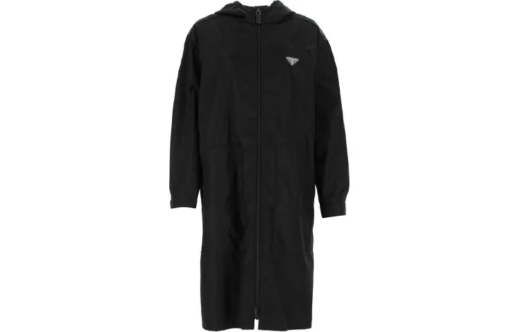 PRADA Parka Coats Women's Black Hooded Moderate