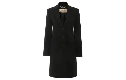 Burberry Coats Women's Black Lapel Moderate Straight Fit