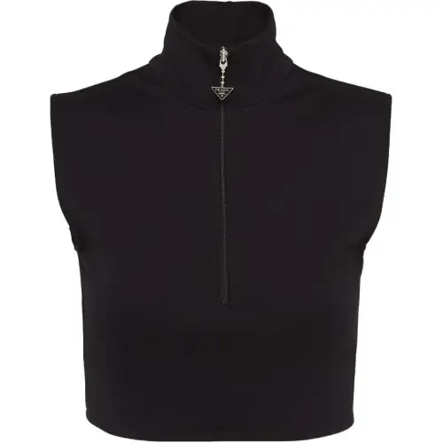 PRADA Vests Women's Black Stand Collar Moderate Other