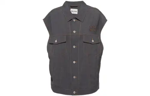 MIU MIU Logo Patch Sleeveless Jacket