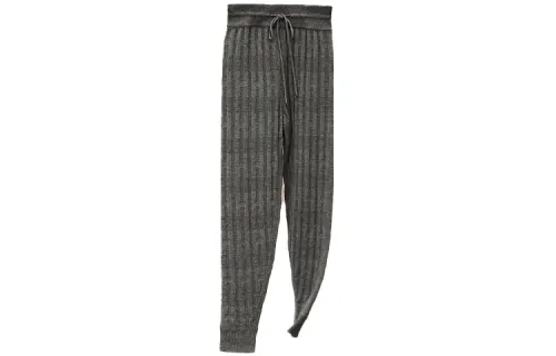 HERMES Knitted Sweatpants Women's Gray Moderate Cuffed Pants