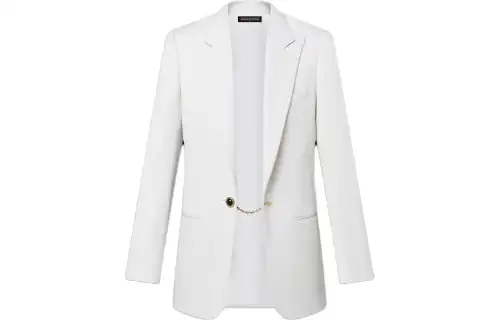 LOUIS VUITTON Jewel Button Tuxedo Jacket Business Suit Women's White Milk Sugar