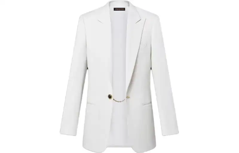 LOUIS VUITTON Jewel Button Tuxedo Jacket Business Suit Women's White Milk Sugar