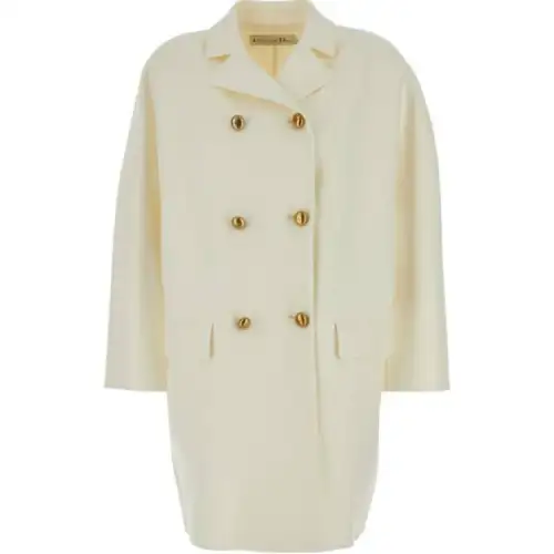 DIOR Coats Women's Ecru Lapel Moderate