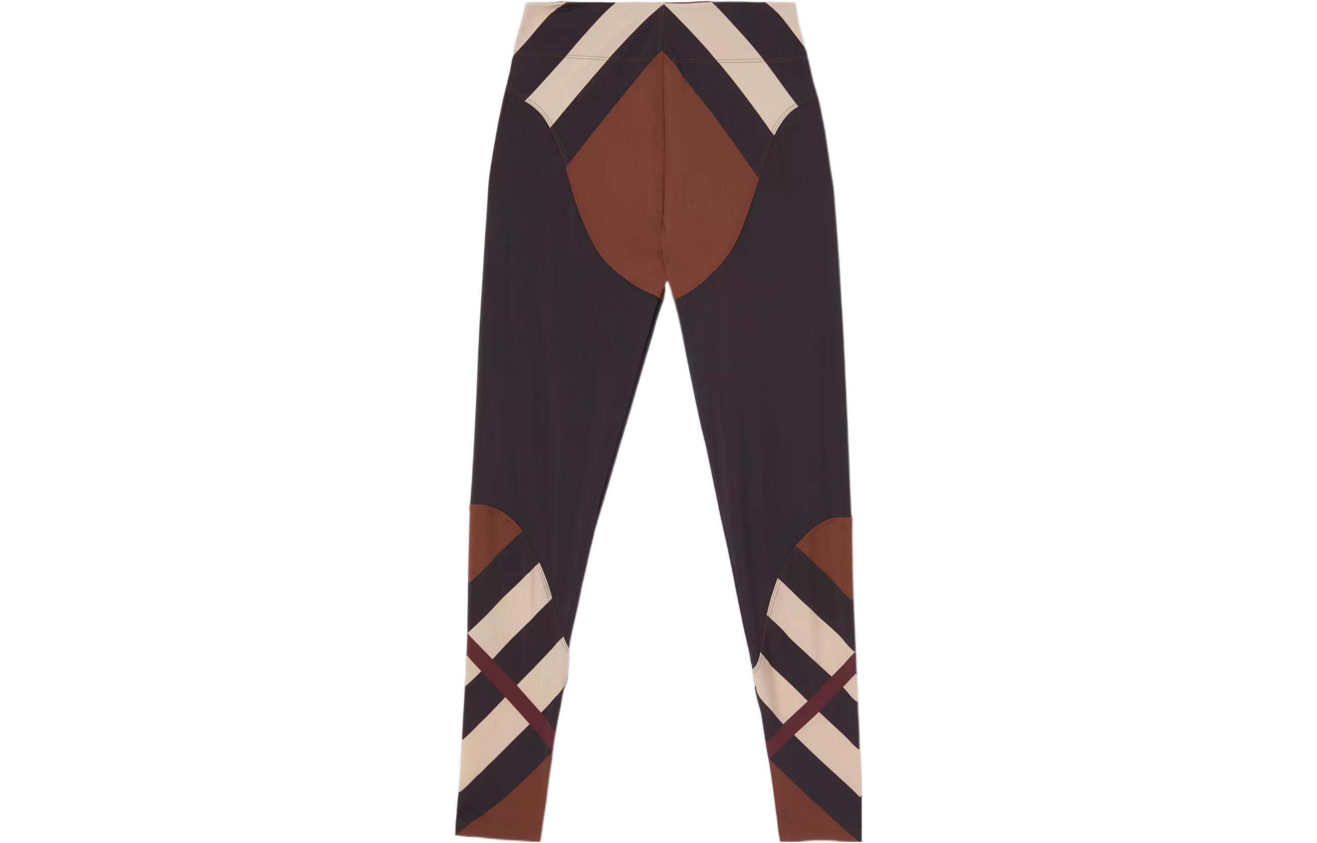 Burberry Chevron Check Print Stretch Leggings 'Dark Birch Brown'