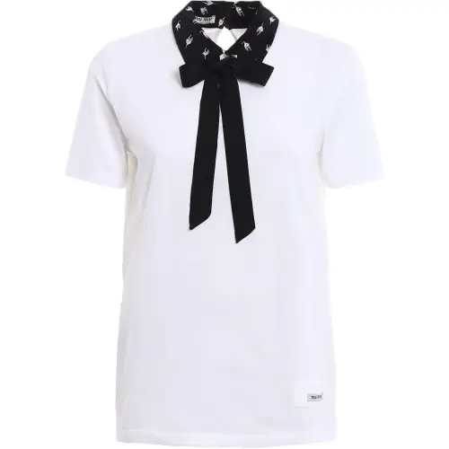 MIU MIU T Shirts Women's White Lapel Moderate Straight Fit