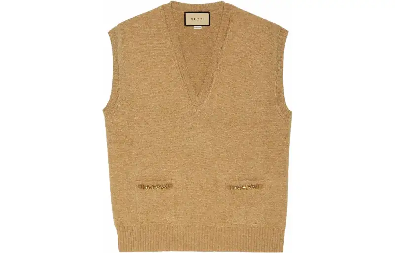GUCCI Vests Women's Yellow V Neck Moderate Other