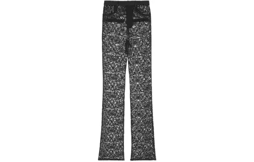 straight-leg floral lace trousers