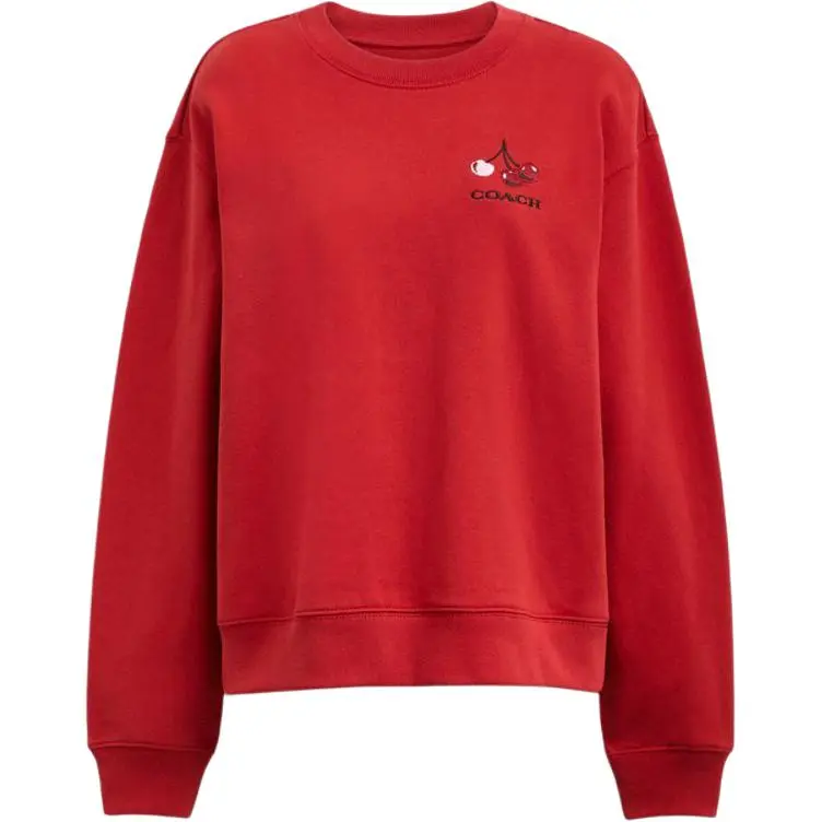 COACH Sweatshirts Women's Red Crew Neck Moderate Straight Fit