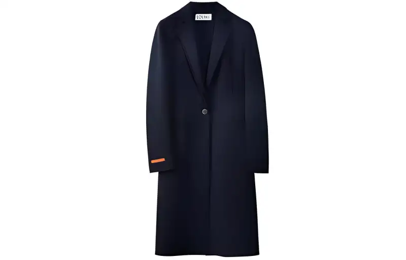 LOEWE Velvet Jackets Women's Marine Blue Suit Collar Moderate