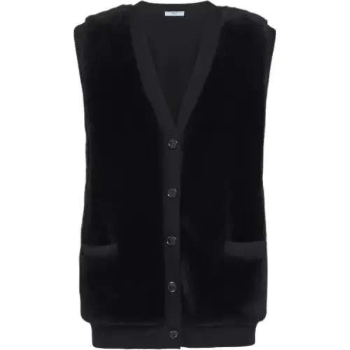 PRADA Shearling-panelled Cashmere Vest