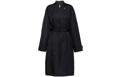 PRADA Re-Nylon Double Breasted Belted Waist Raincoat