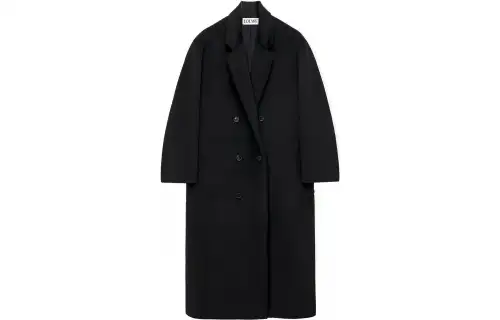 LOEWE Coats Women's Black Suit Collar Moderate Straight Fit