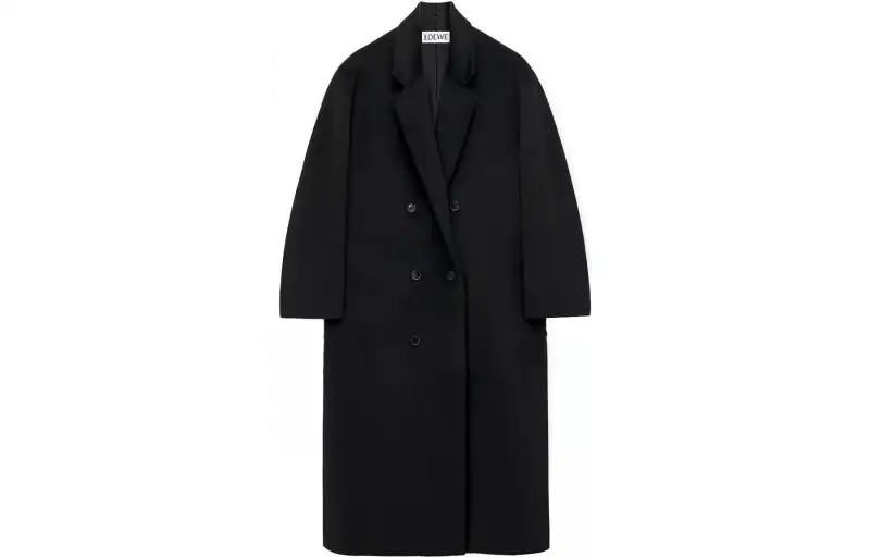 LOEWE Coats Women's Black Suit Collar Moderate Straight Fit