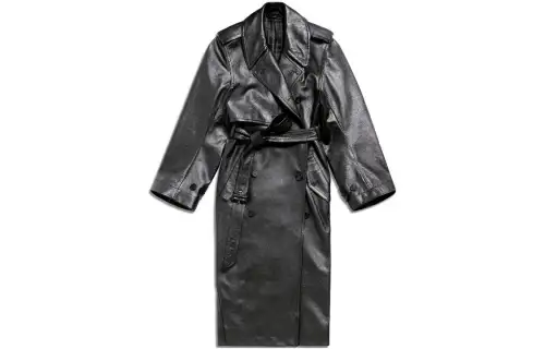 Balenciaga Belted Leather Trench Coat
