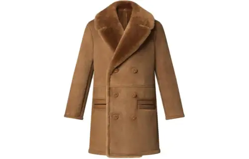 LOUIS VUITTON Merino Shearling Double-Breasted Coat
