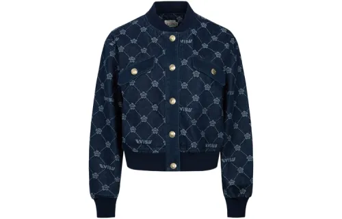 EVISU Denim Jackets Women's Denim Blue Baseball Collar Moderate Other