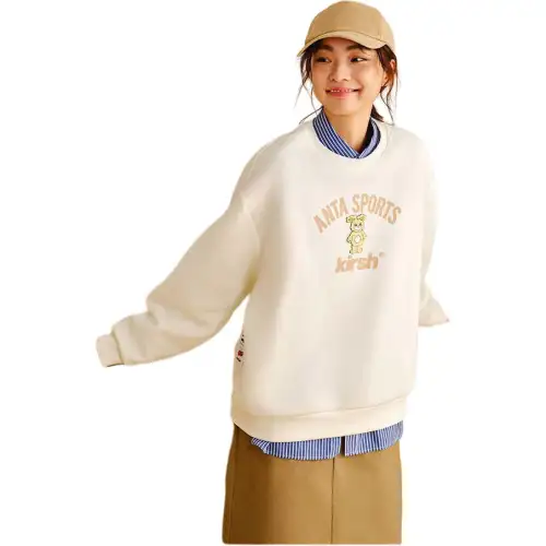 Anta x Kirsh Sports Lifestyle Collection Good Things Will Happen Sweatshirt Women's Ivory White