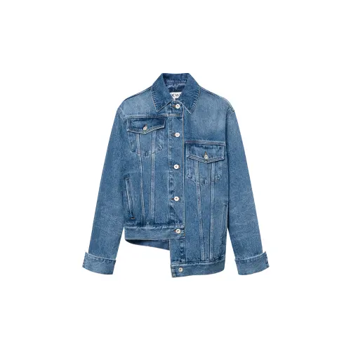 LOEWE Denim Jackets Women's Denim Blue Lapel Moderate Straight Fit