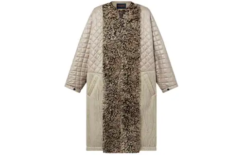 LOUIS VUITTON Faux Fur Detail Quilted Coat