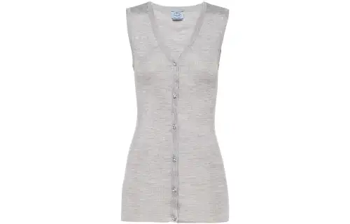 PRADA Vests Women's Gray V Neck Moderate