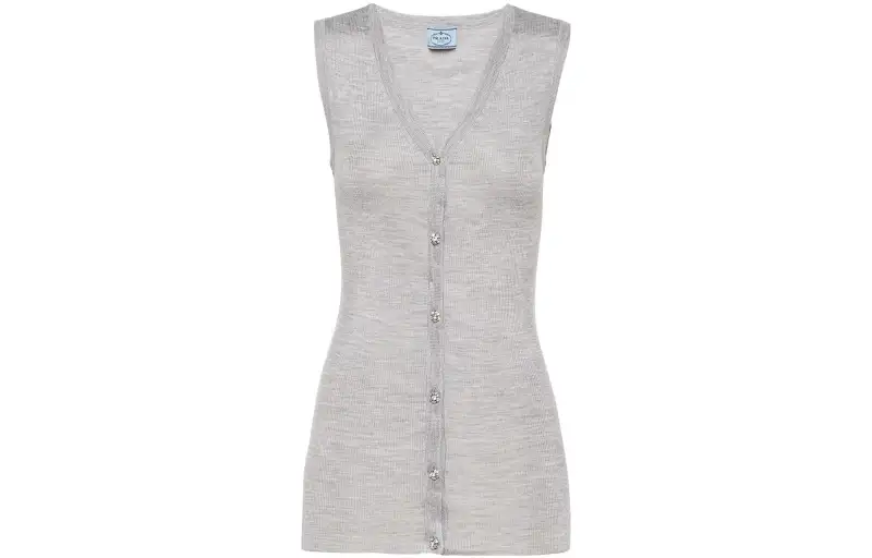 PRADA Vests Women's Gray V Neck Moderate