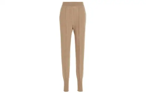 Loro Piana Knitted Sweatpants Women's Light Umber Moderate Cuffed Pants