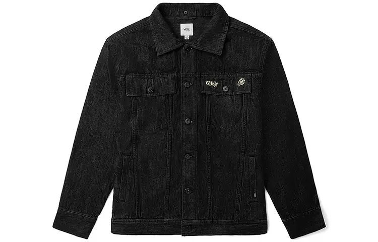 Vans Denim Jackets Women's Black Square Collar Moderate Straight Fit
