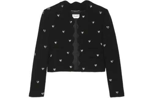 SAINT LAURENT Cropped Coat Women's Black