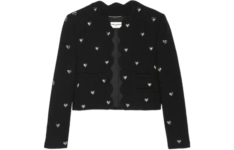 SAINT LAURENT Cropped Coat Women's Black