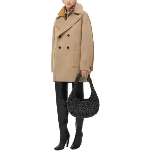 Bottega Veneta Double Breasted Piping Peacoat