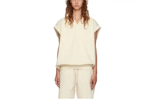 Fear Of God Essentials V Neck Vest Egg Shell Vest Women's Eggshell White
