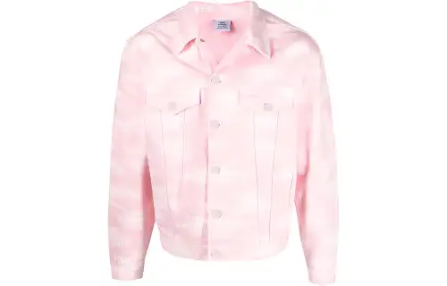 Vetements Denim Jackets Women's Pink Hooded Moderate Straight Fit