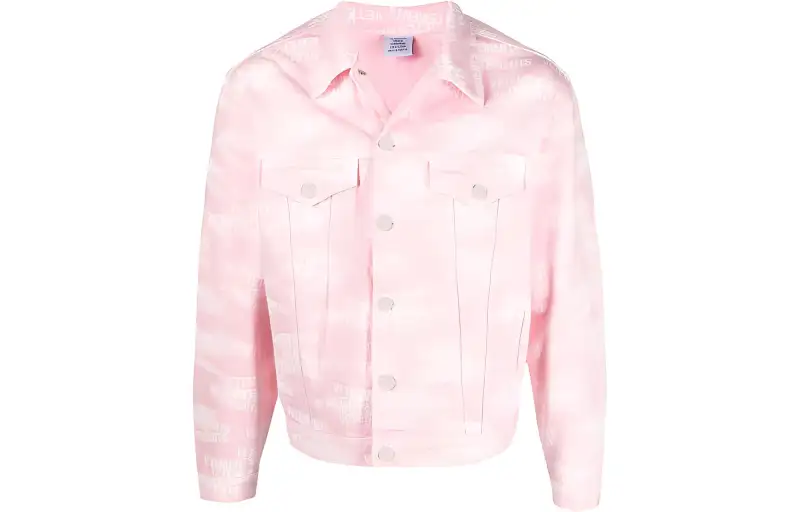 Vetements Denim Jackets Women's Pink Hooded Moderate Straight Fit