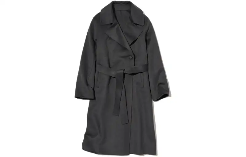 UNIQLO Coats Women's Asphalt Gray Lapel Moderate Straight Fit