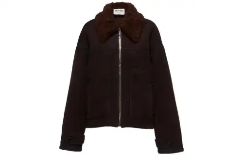 MIU MIU FW22 Leather Jacket Women's Burgundy