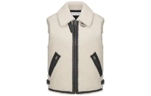 DIOR Vests Women's Beige Lapel Moderate Other