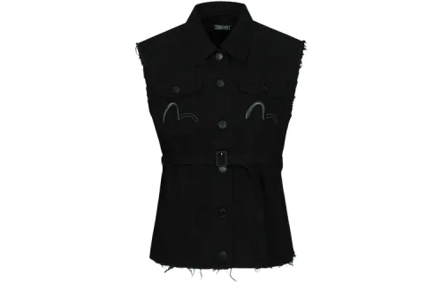 EVISU Vests Women's Black V Neck Moderate Workwear